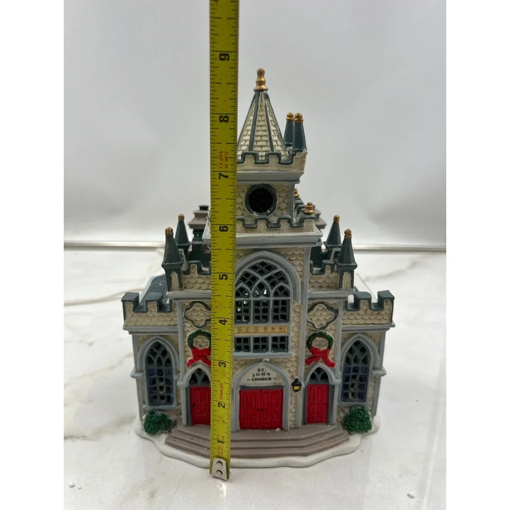Lemax Carole Towne St John Church Wedding Set 2001 Christmas Village Lit Boxed